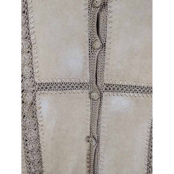 Overland Suede Leather Vest Women's XL Boho Patchwork Crochet Western Festival - Picture 7 of 9